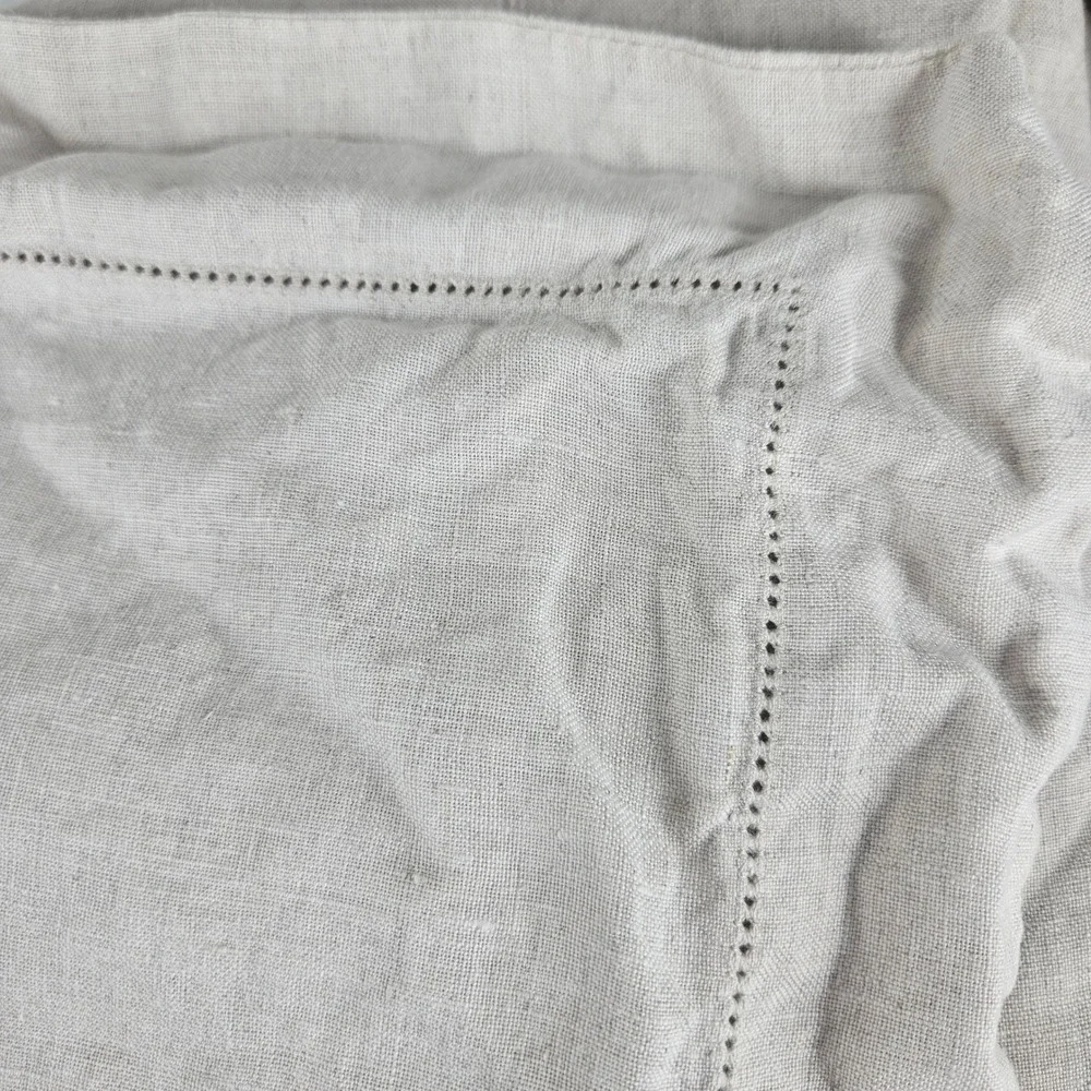 Pottery Barn Belgian Flax Linen F/Q Hemstitch Duvet Cover Shams Soft Gray 88x92
